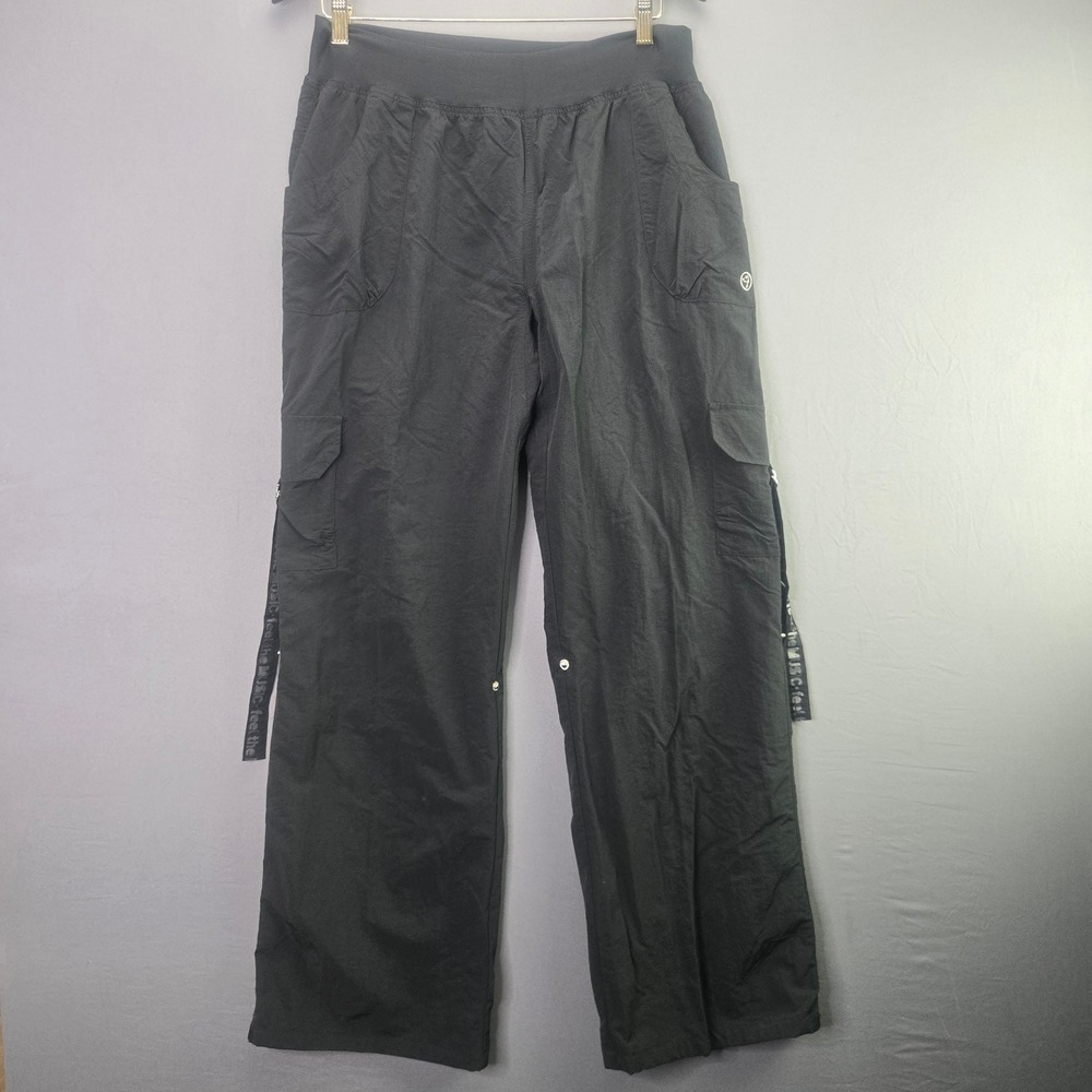 Zumba Cargo Pants Feelin' It XXL Black Wide Leg Athletic Dance Trousers